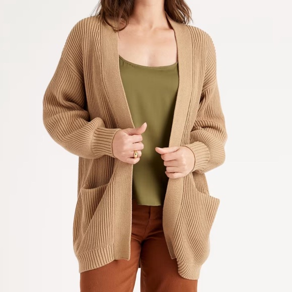 Quince Sweaters - Quince 100% Organic Cotton Oversized Cardigan in Camel